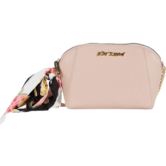 Betsey Johnson XO Anaya Crossbody with Scarf and Chain Strap Light Pink - Picture 6 of 7